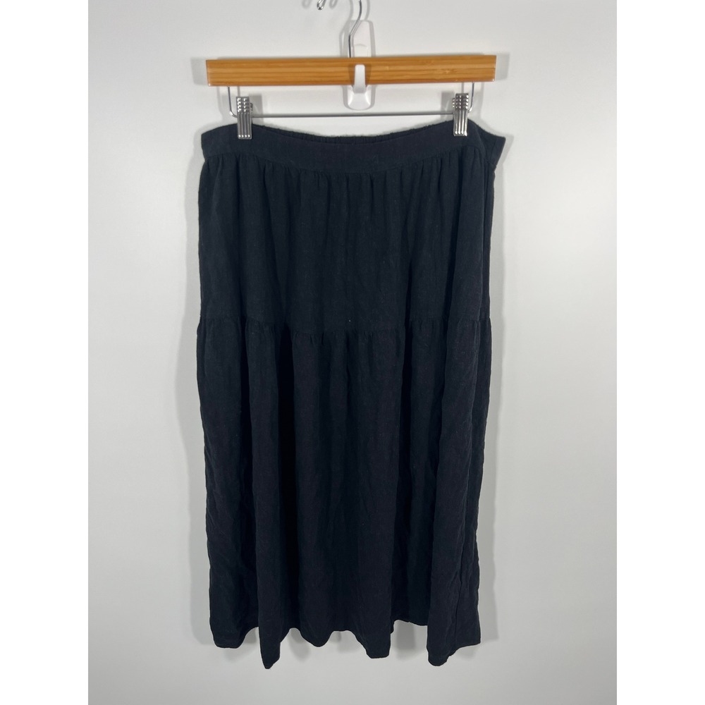 Universal Threads Women Midi Skirt L Black Tiered Minimalist Capsule Euro Summer